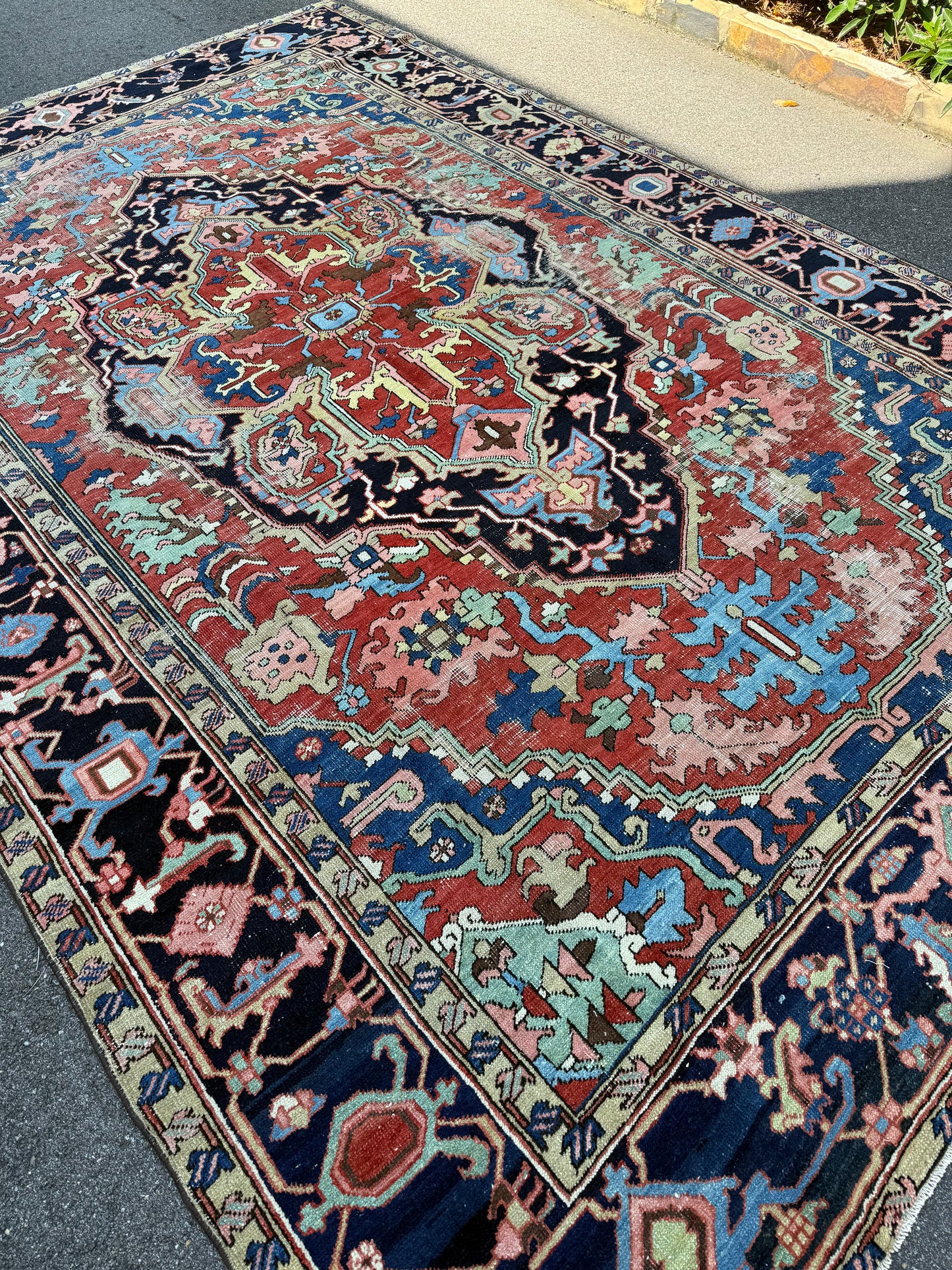 8.2x12.1 Antique Persian Serapi circa 1900