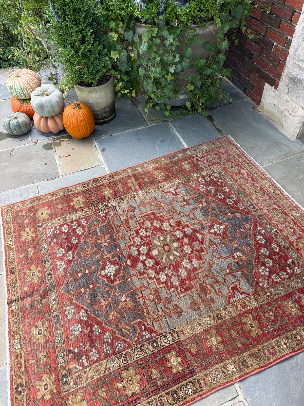 4.6x5.7 Antique Persian Hamadan circa 1940