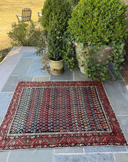 3.9x4.10 Antique Kurdish circa 1920