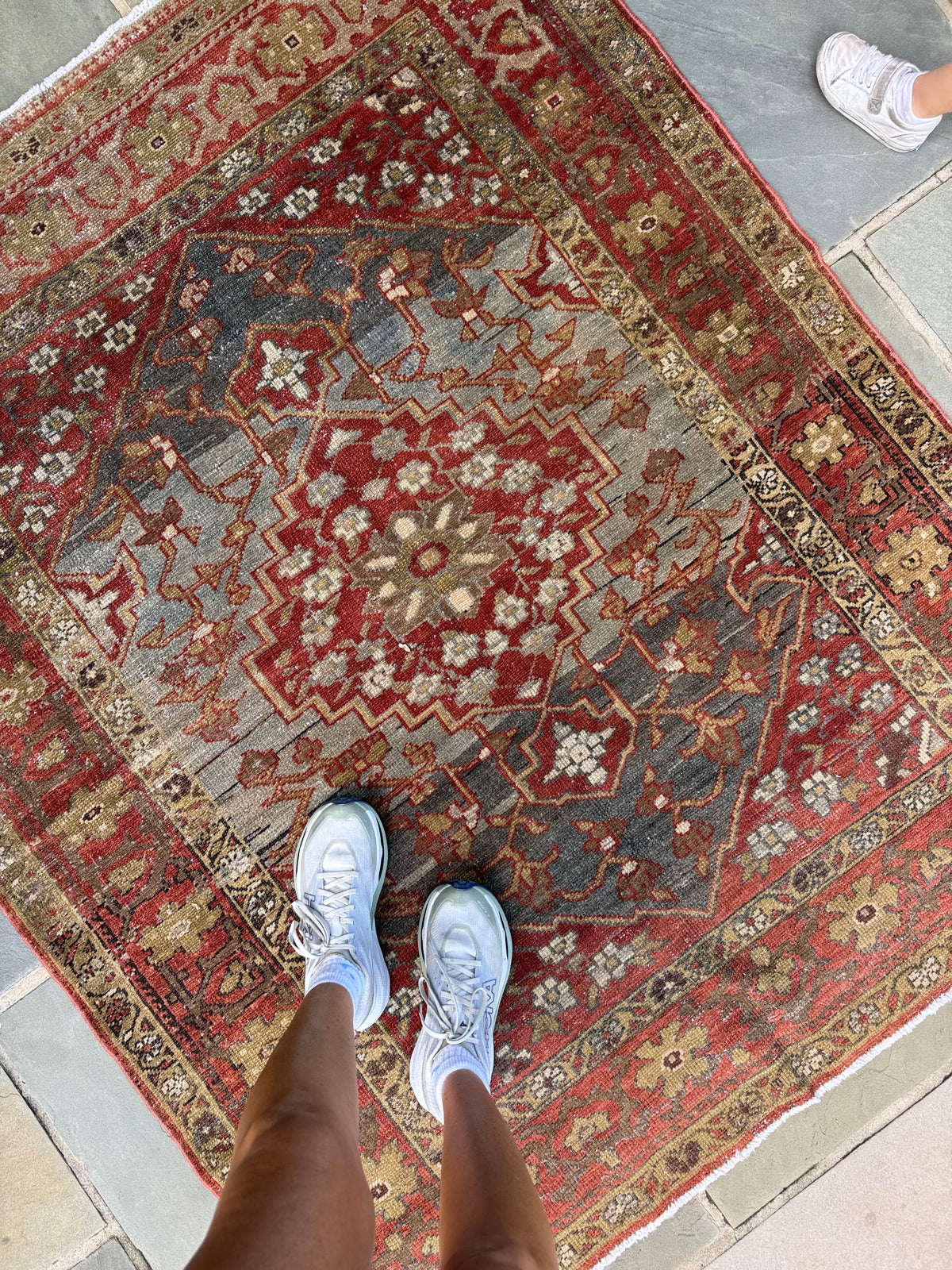 4.6x5.7 Antique Persian Hamadan circa 1940