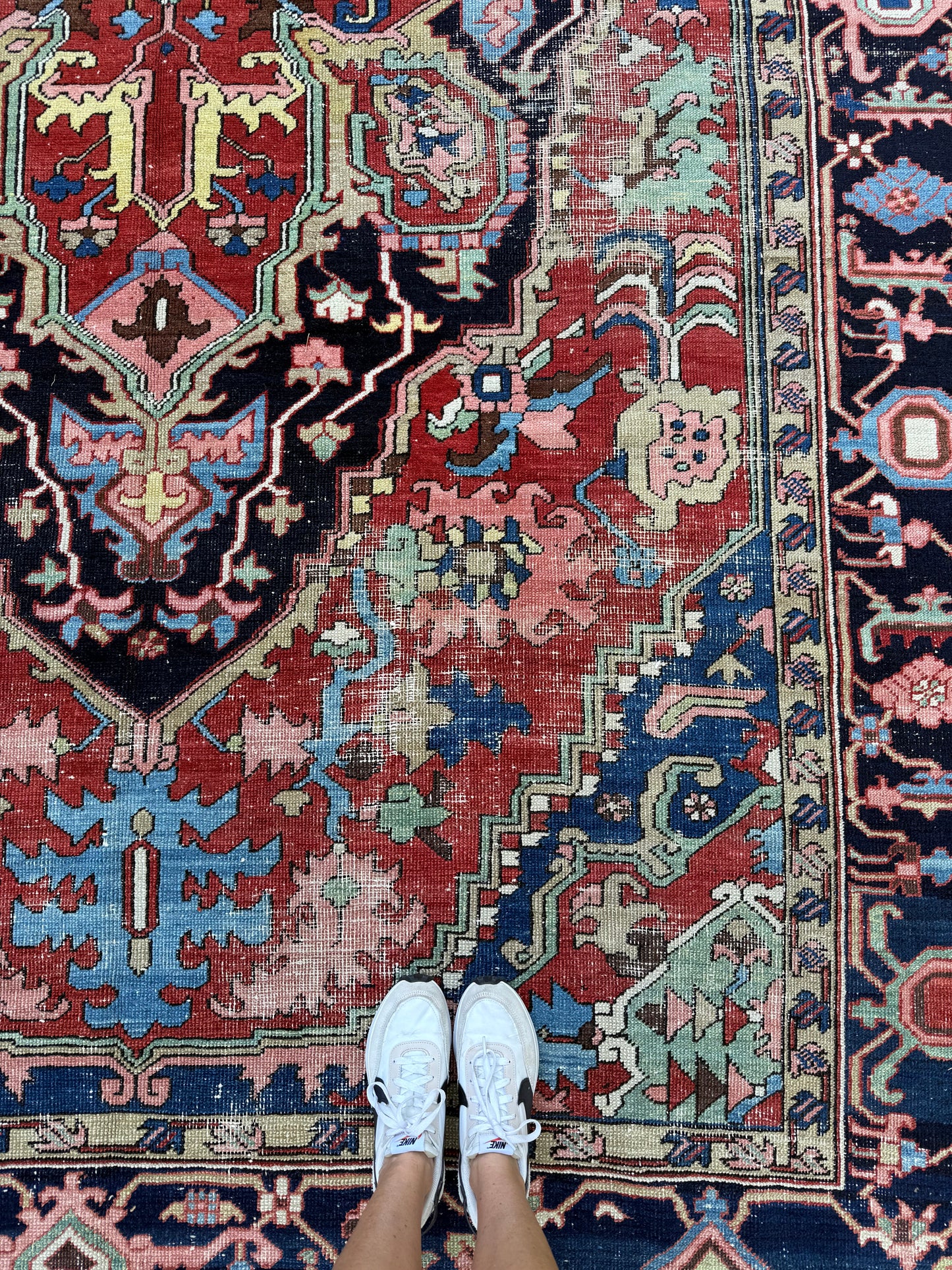 8.2x12.1 Antique Persian Serapi circa 1900