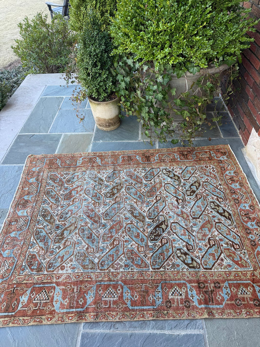 4.5x5.9 Antique Afshar circa 1930