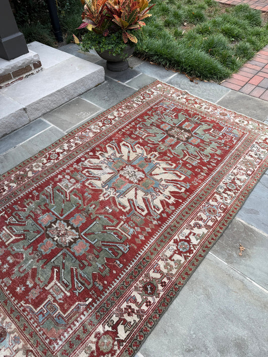 4.8x8 Antique Persian Heriz circa 1930